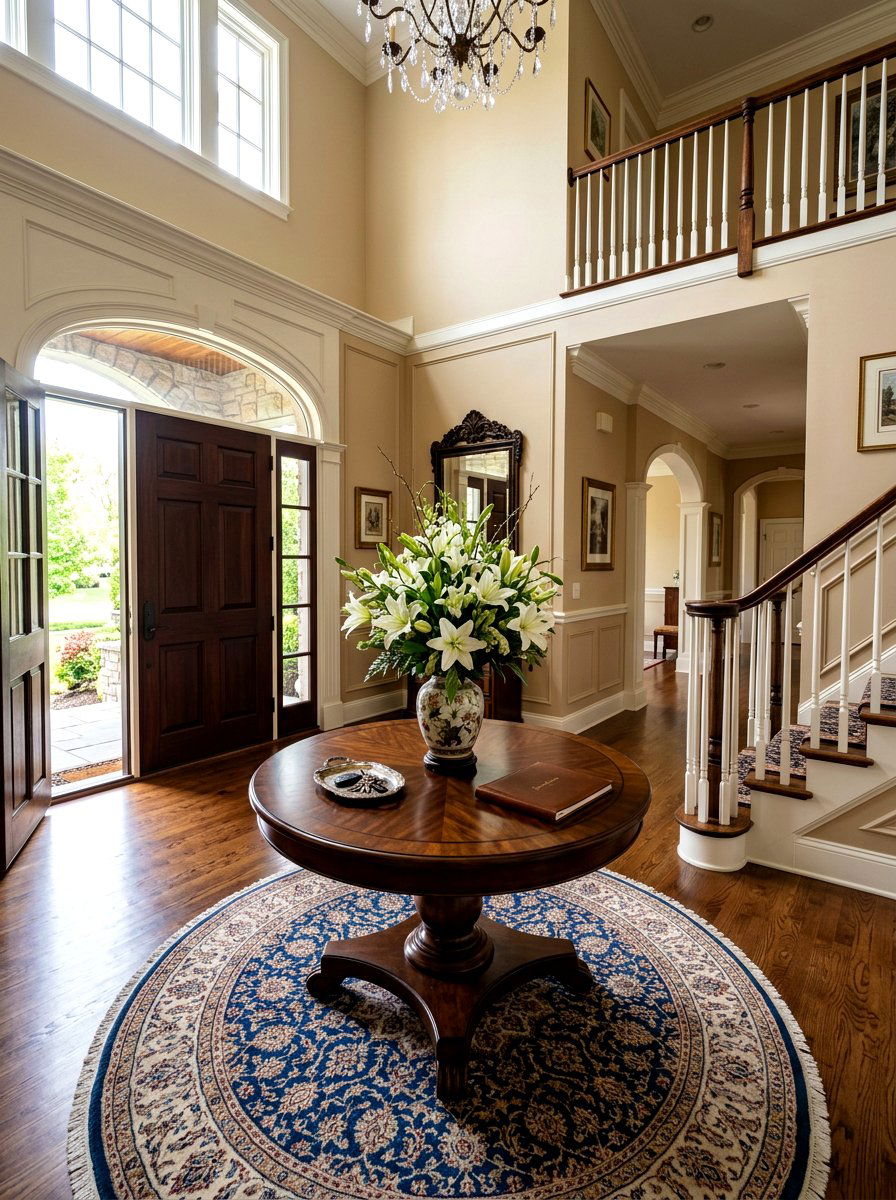 Round Entry Table - 30 hallway decor ideas