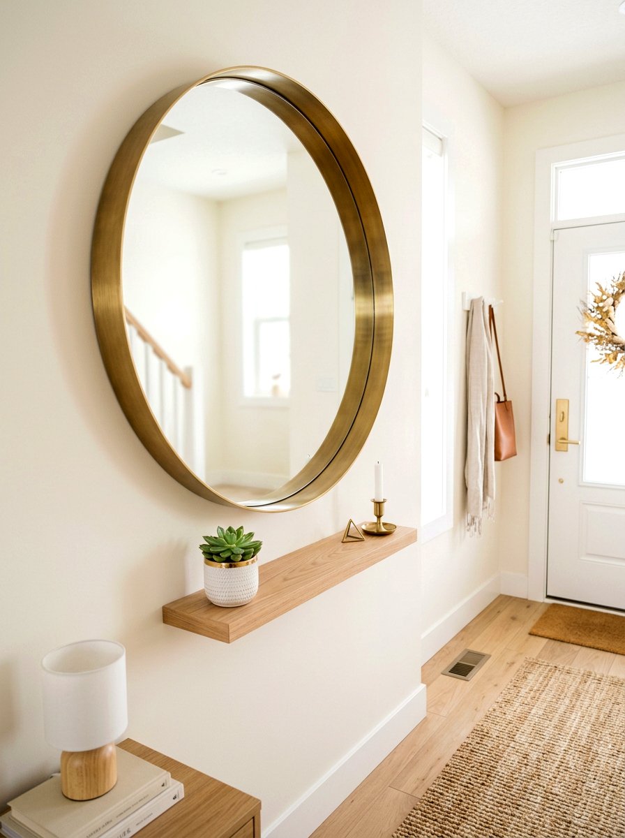 Round Entryway Mirror - 30 apartment entryway styling ideas