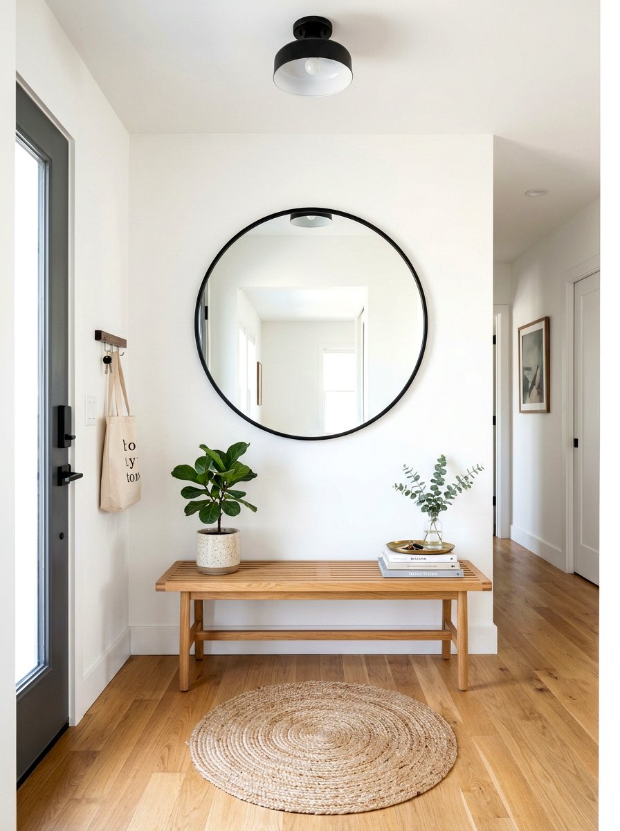 Round Entryway Mirror - 30 apartment entryway ideas