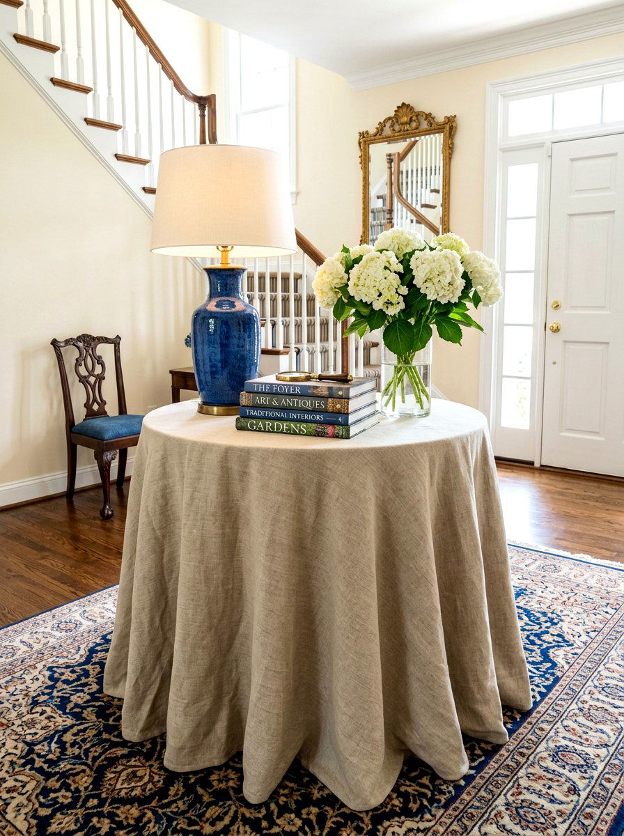 Round Entryway Skirted Table - 30 skirted table ideas