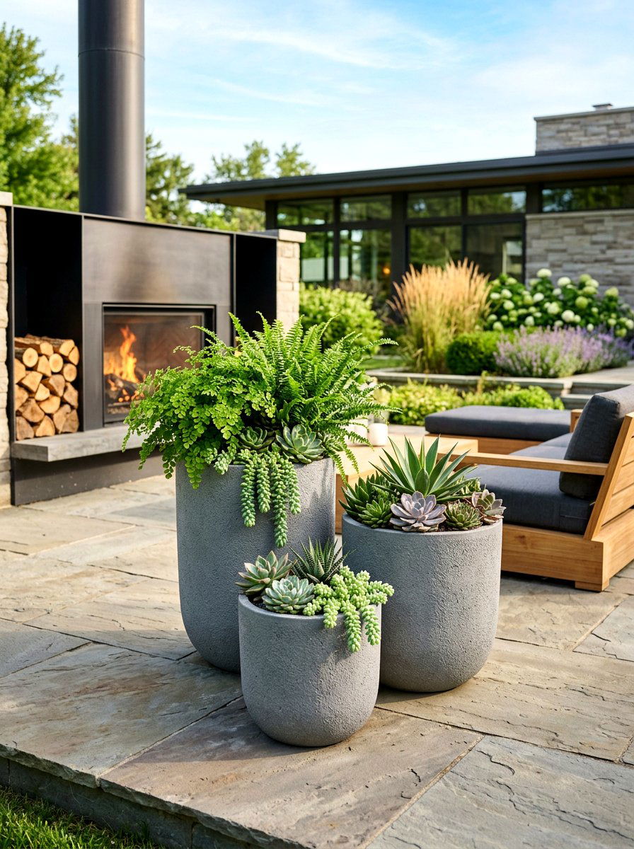 Round Fiberstone Patio Planter - 30 large planter ideas