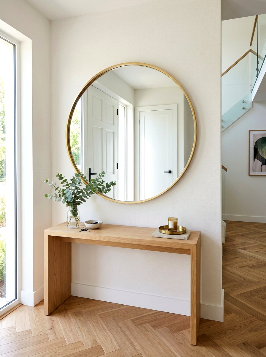 Round Foyer Mirror - 30 warm welcome entryway ideas
