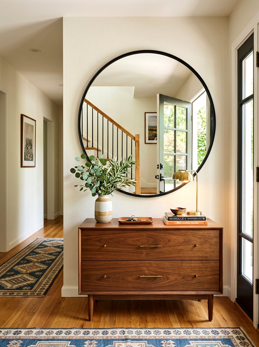 Round Foyer Mirror - 30 welcoming entryway ideas