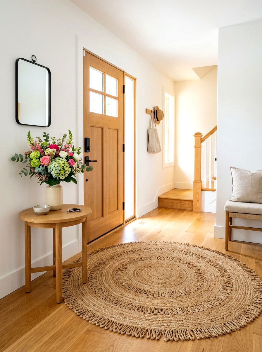Round Foyer Rug - 30 jute rug styling ideas