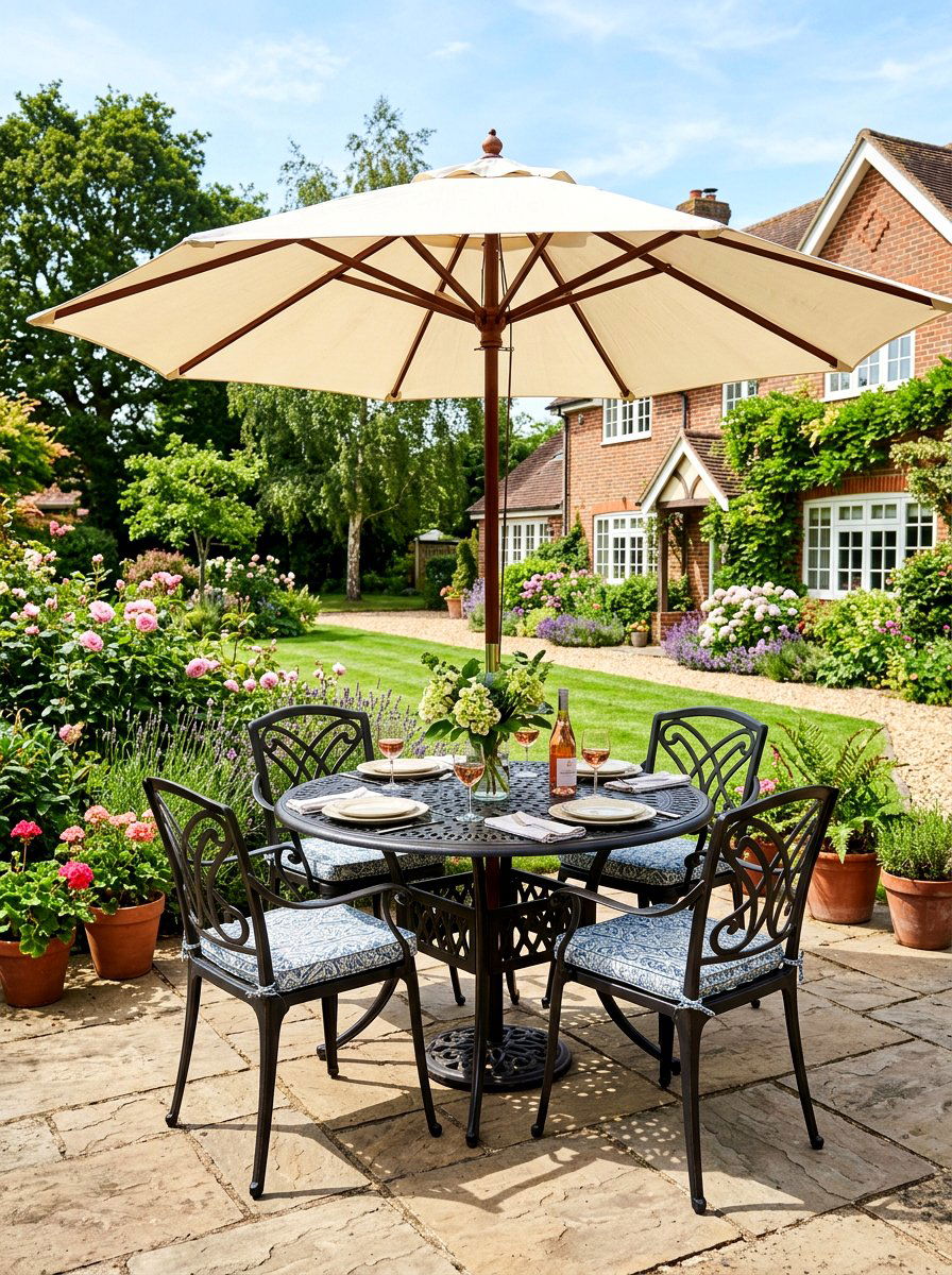 Round Garden Table - 30 metal patio furniture ideas