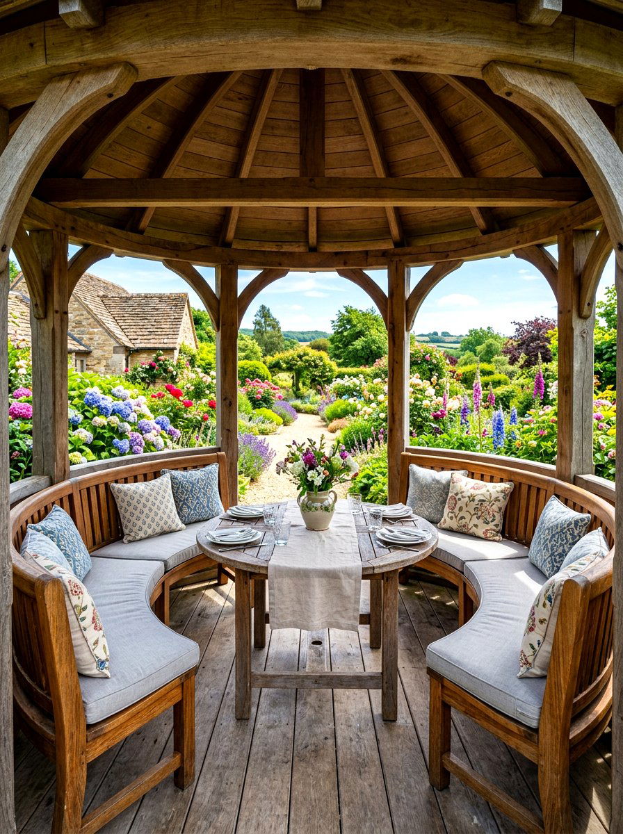Round Gazebo Bench - 30 gazebo seating ideas