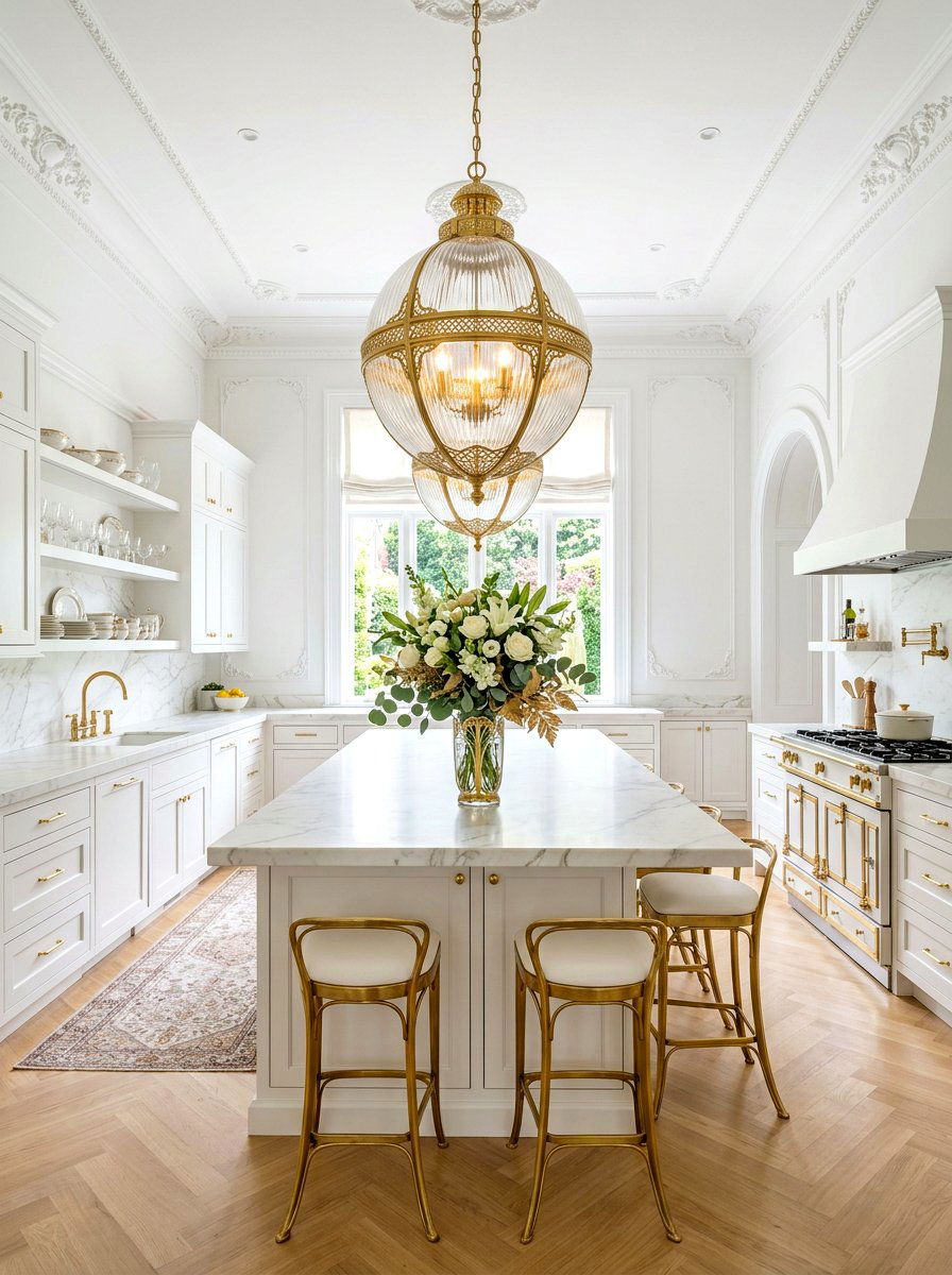 Round Glass Globe Light - 30 Paris cafe kitchen ideas