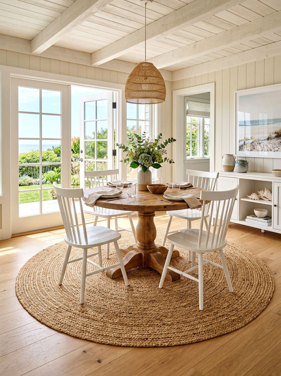 Round Jute Rug - 30 small dining room ideas