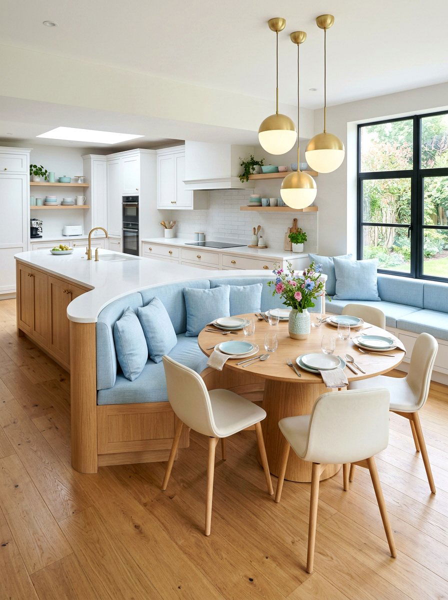 Round Kitchen Island Seating - 30 banquette kitchen island ideas