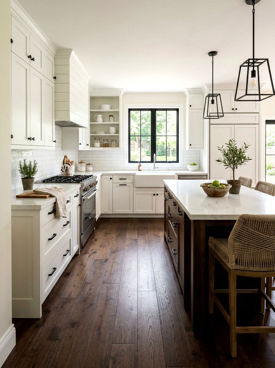Round Knobs and Square Pulls - 30 kitchen hardware mix ideas