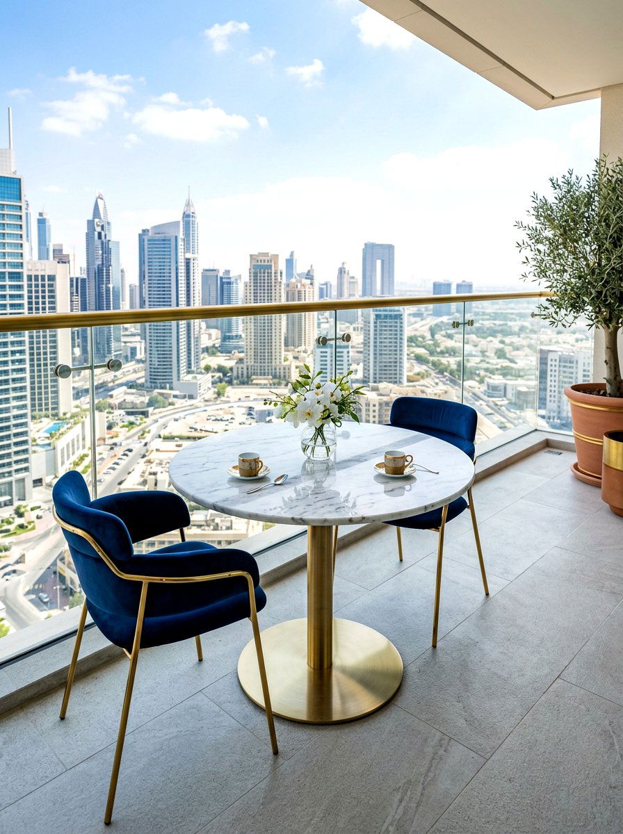 Round Marble Balcony Table - 30 balcony breakfast table ideas