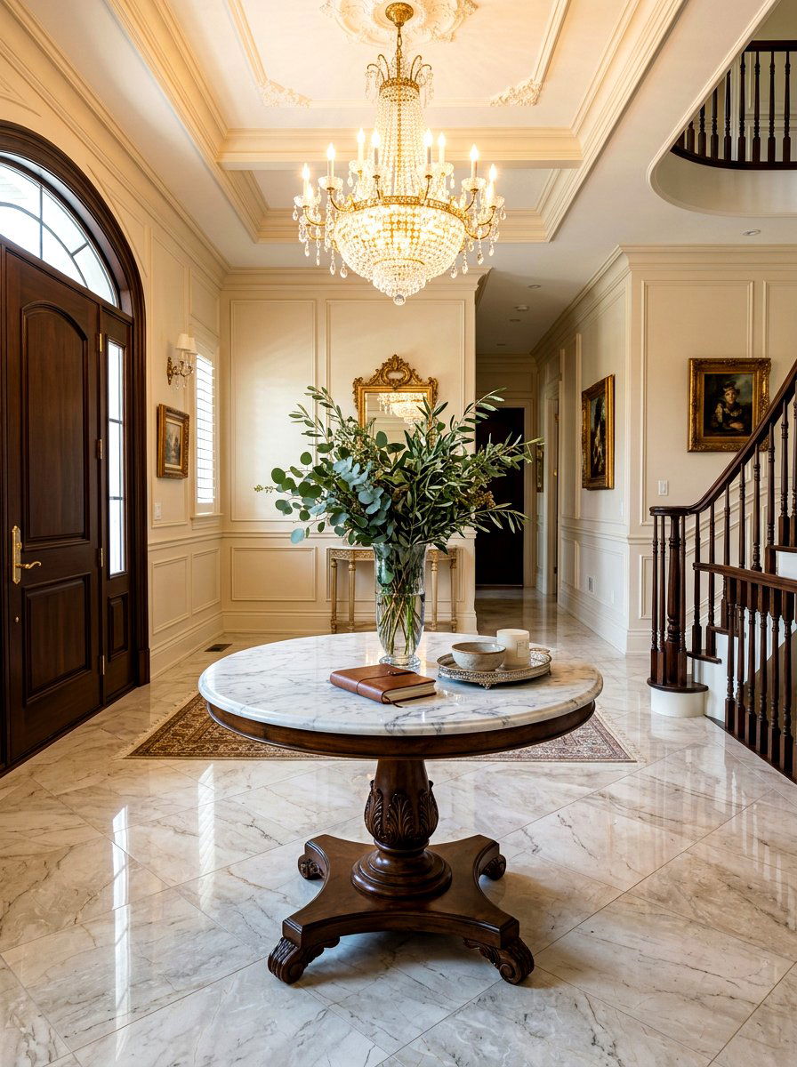 Round Marble Entry Table - 30 pedestal entry table ideas