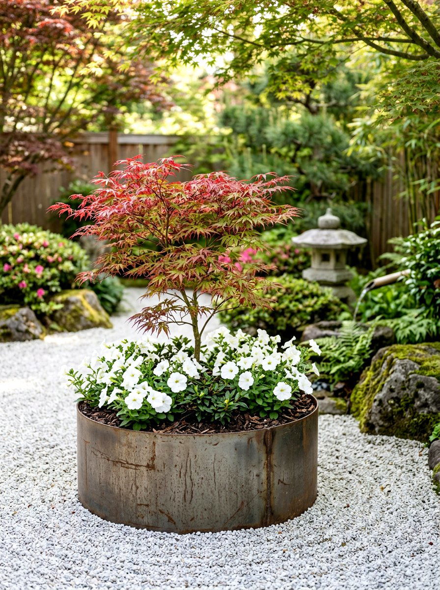 Round Metal Planter - 30 metal raised bed ideas
