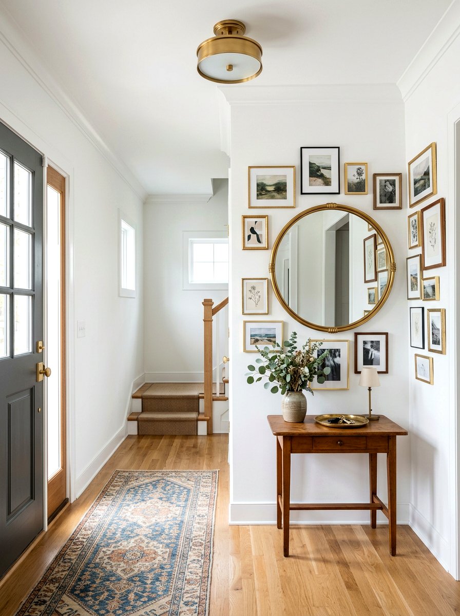 Round Mirror Art Wall - 30 art wall foyer ideas