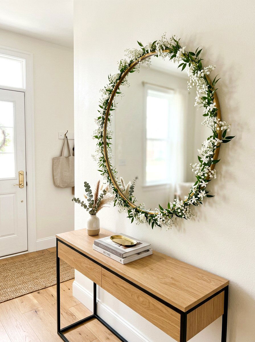 Round Mirror Garland - 30 garland styling ideas