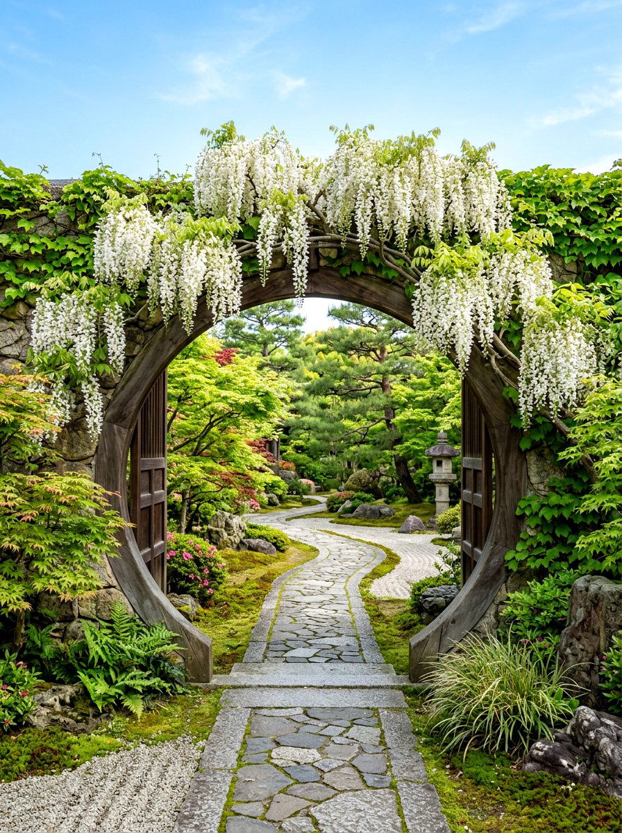 Round Moon Gate Trellis - 30 garden trellis ideas
