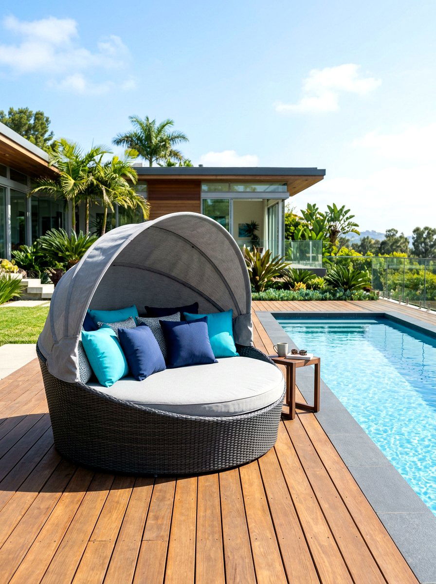 Round Outdoor Daybed - 30 poolside daybed ideas