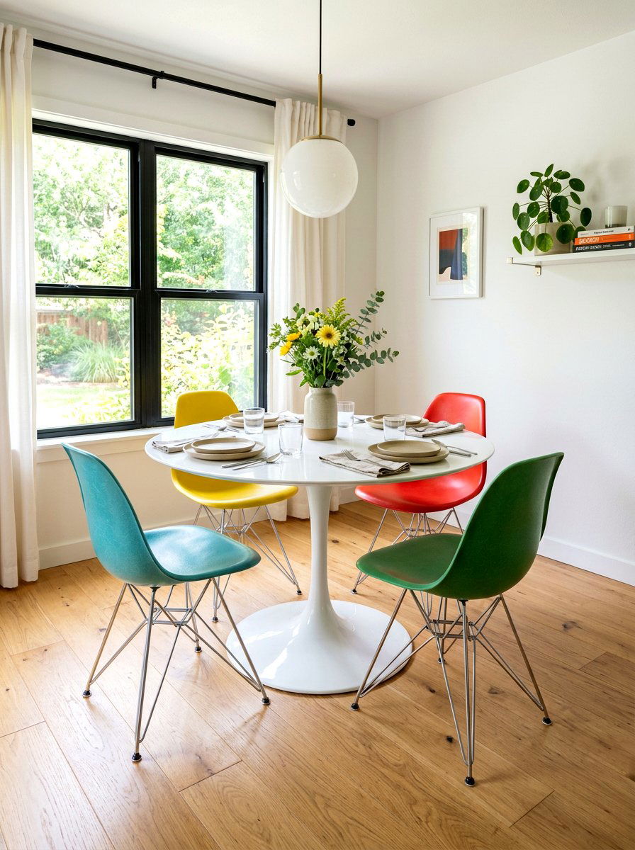 Round Pedestal Table - 30 compact apartment dining ideas