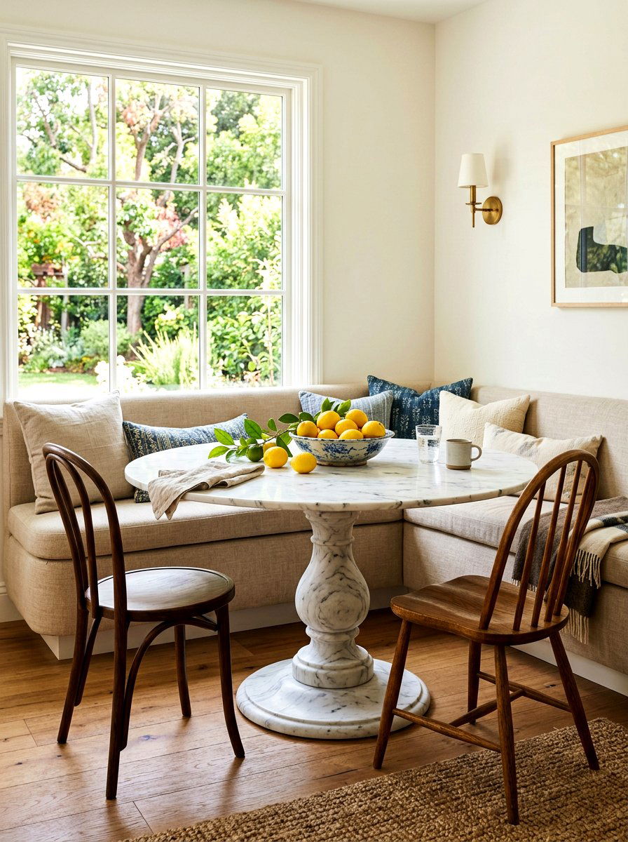 Round Pedestal Table - 30 window breakfast nook ideas