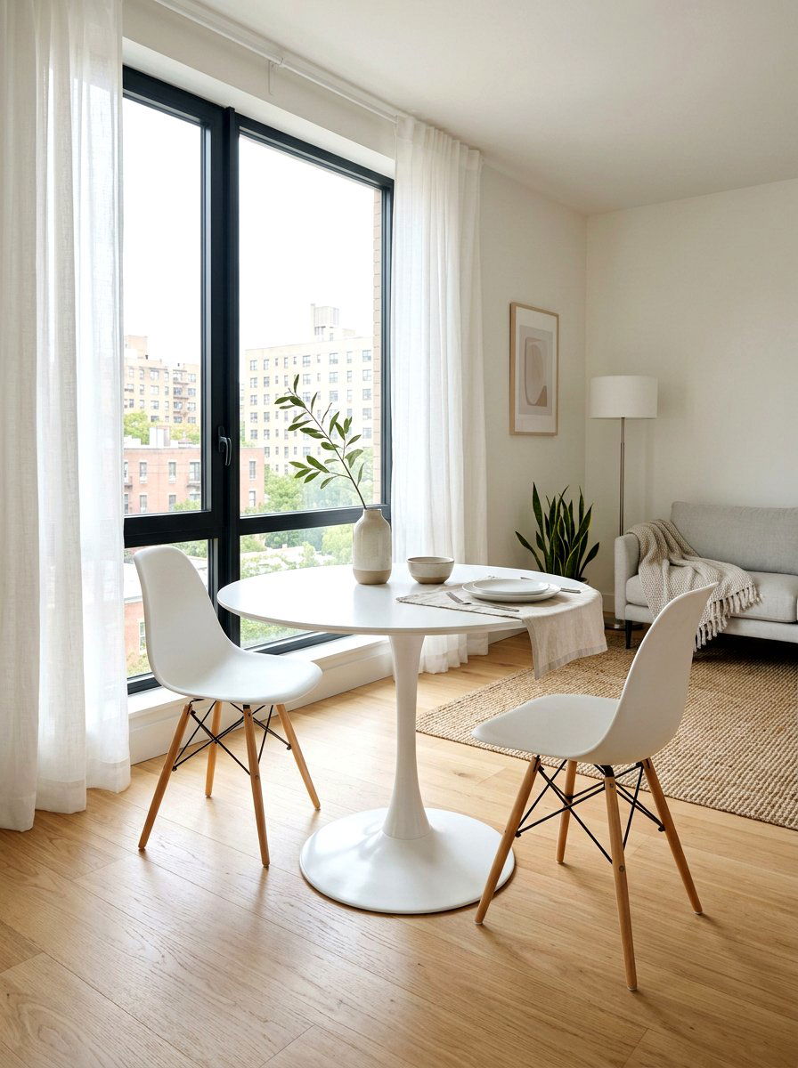 Round Pedestal Table - 30 apartment breakfast nook ideas