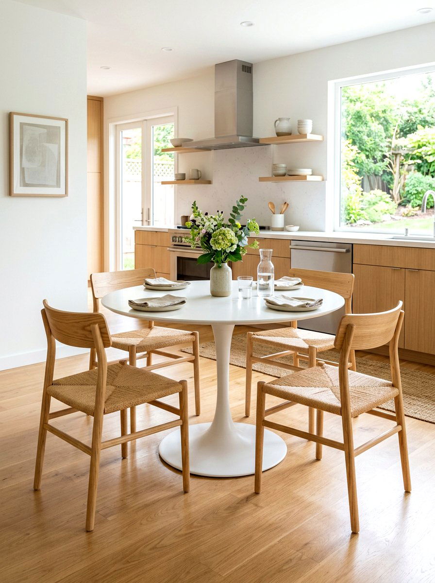 Round Pedestal Table Set - 30 cozy breakfast corner ideas