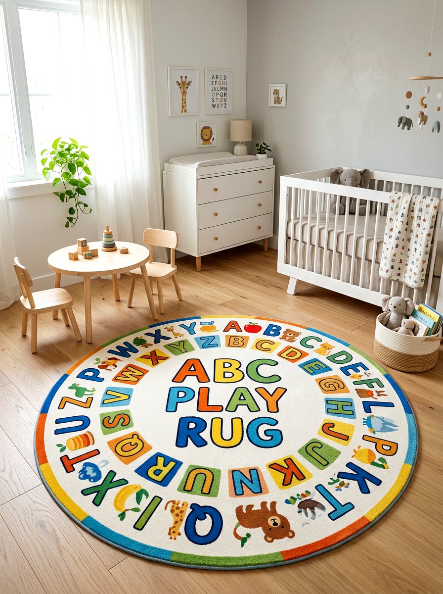 Round Play Rug - 30 small playroom ideas