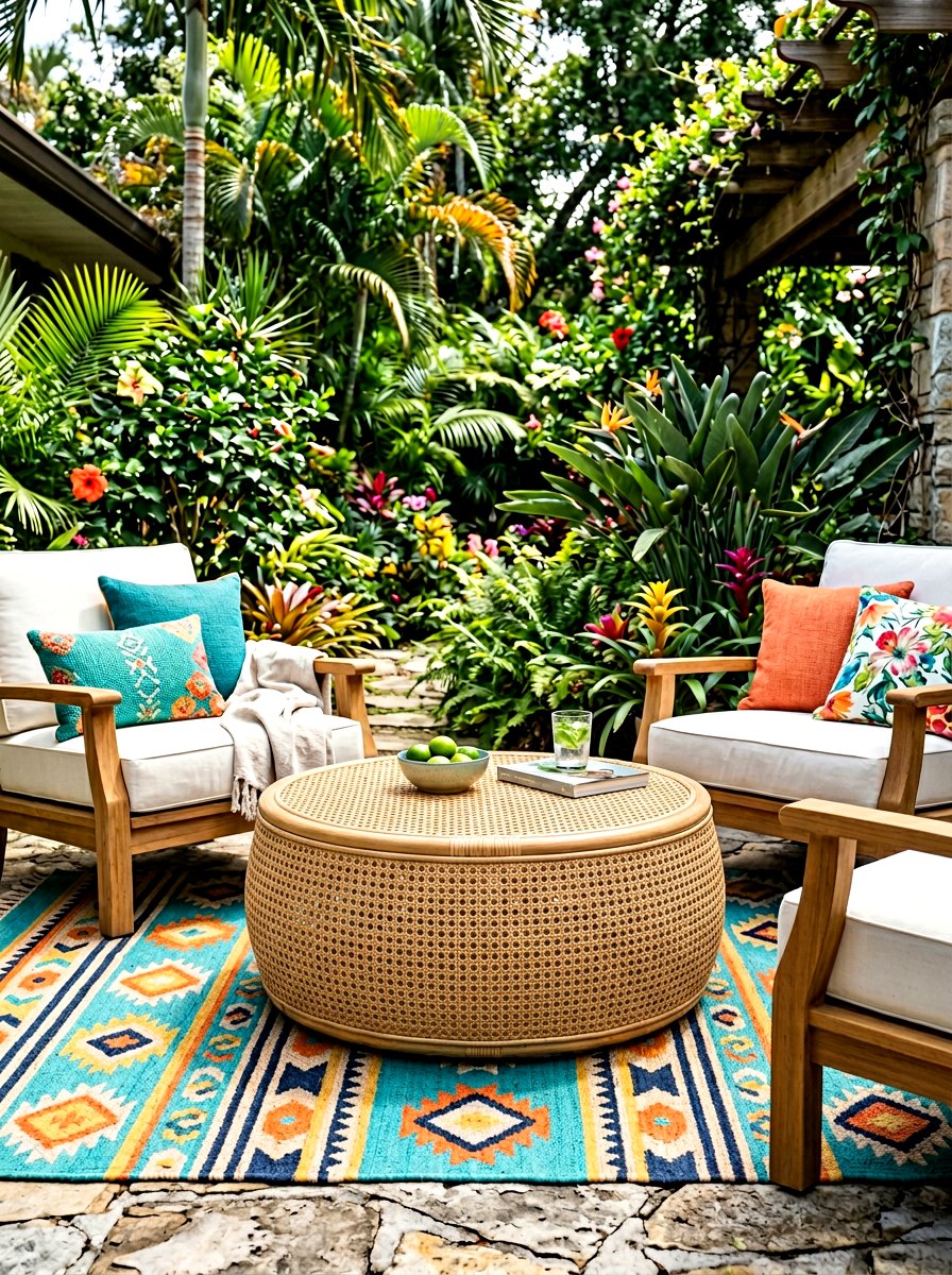 Round Rattan Coffee Table - 30 outdoor coffee table ideas