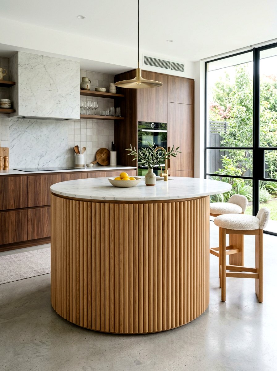 Round Reeded Wood Kitchen Island - 30 reeded wood kitchen island ideas