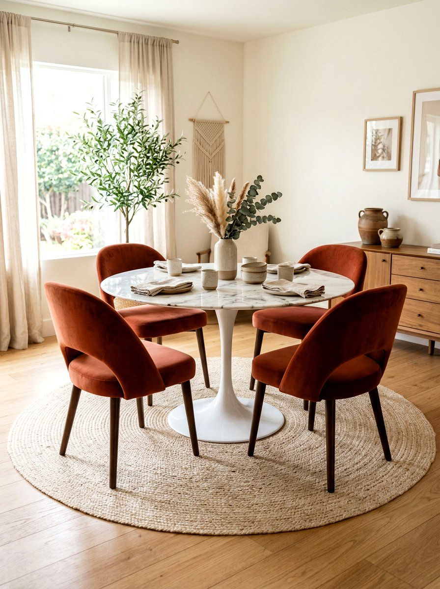 Round Rug Under Round Dining Table - 30 dining room rug placement ideas