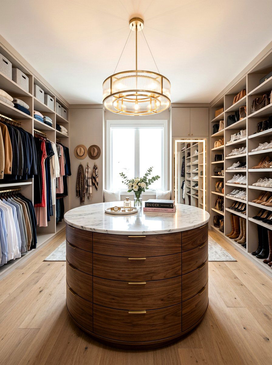 Round Shape Closet Island - 30 closet island ideas