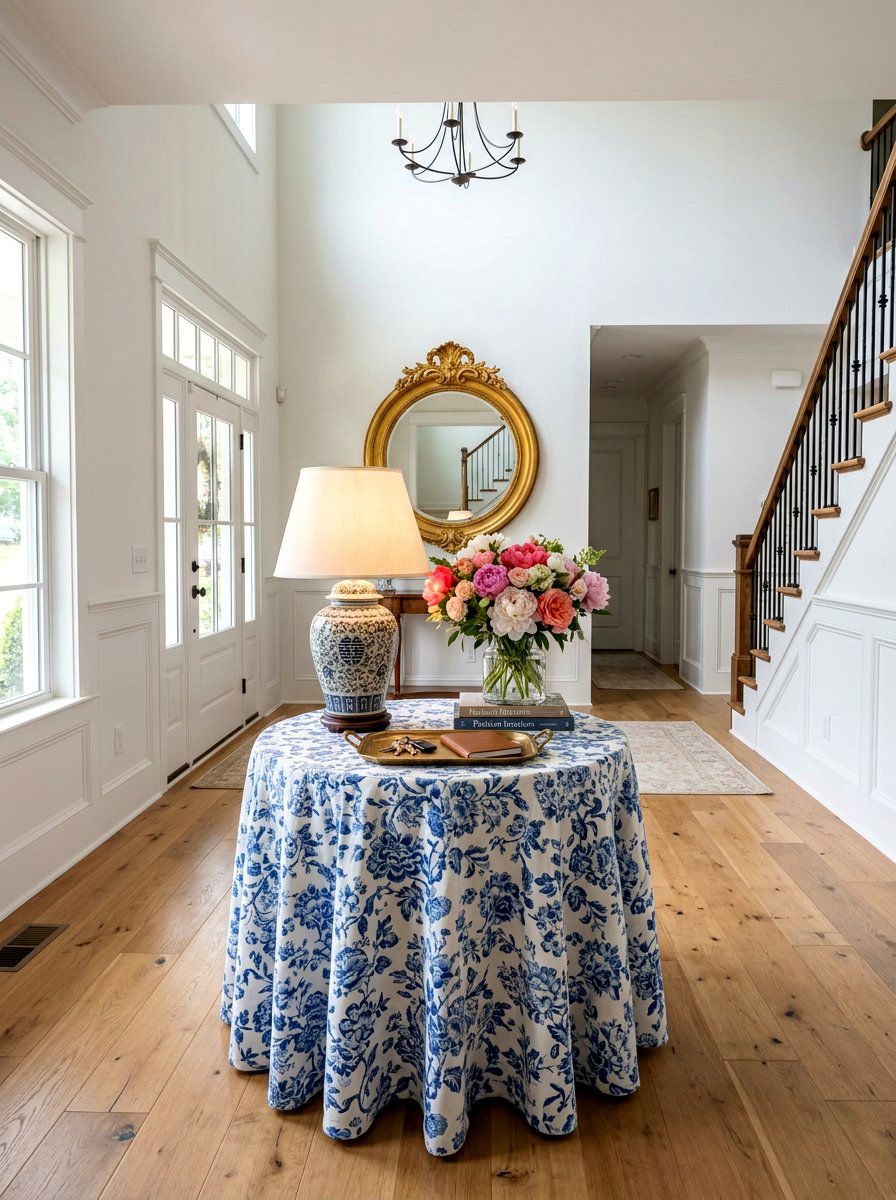 Round Skirted Foyer Table - 30 skirted foyer table ideas