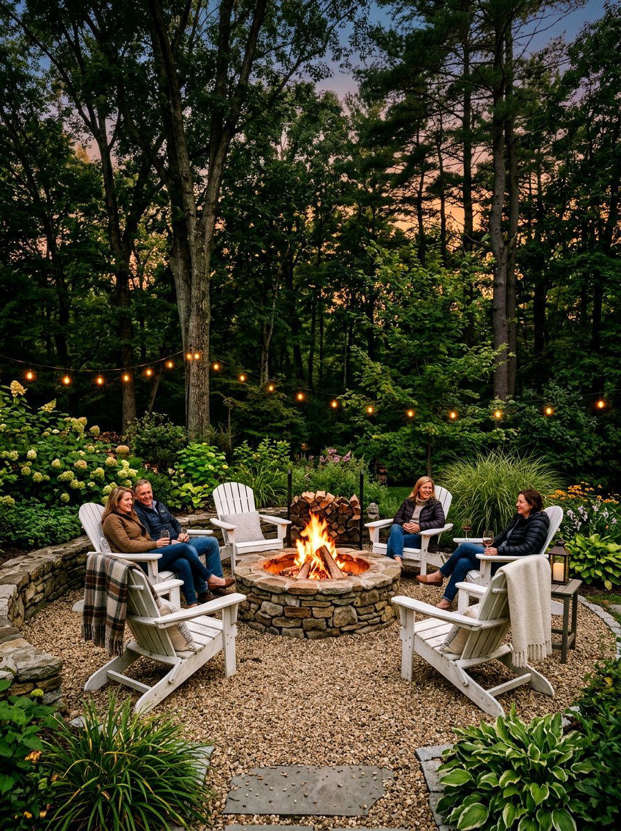 Round Stone Fire Pit - 30 gas fire pit ideas