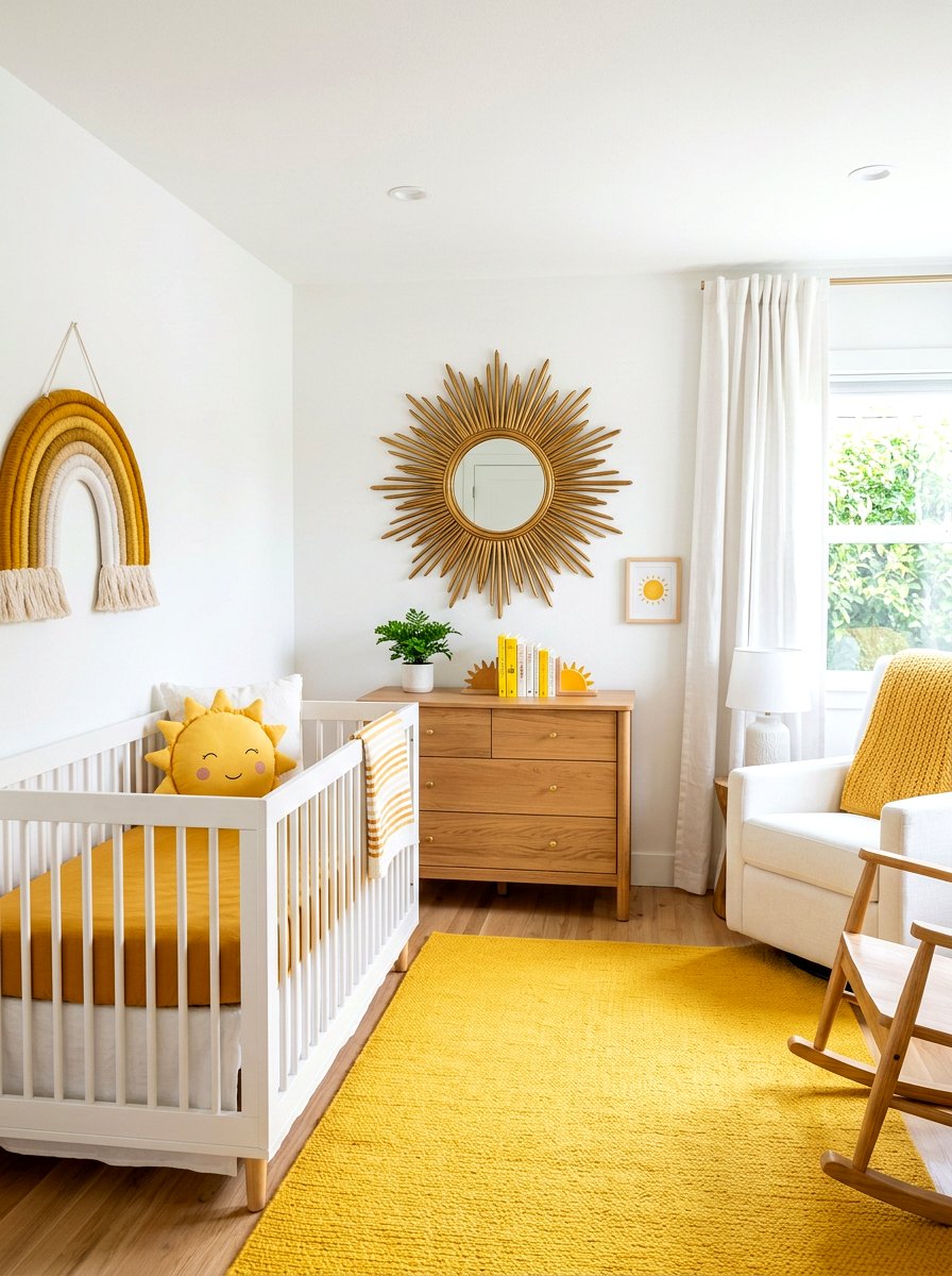 Round Sun Nursery Mirror - 30 celestial nursery ideas