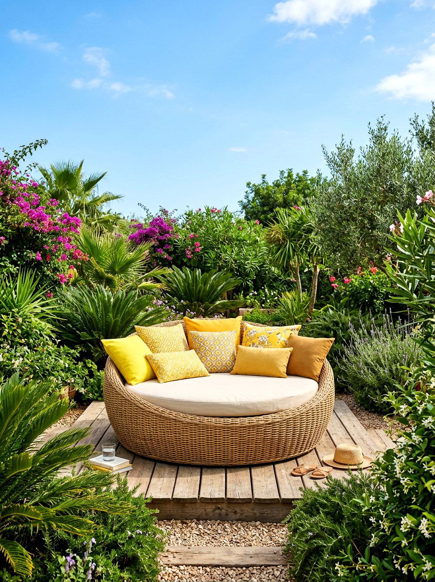 Round Sunbed - 30 plush patio seating ideas
