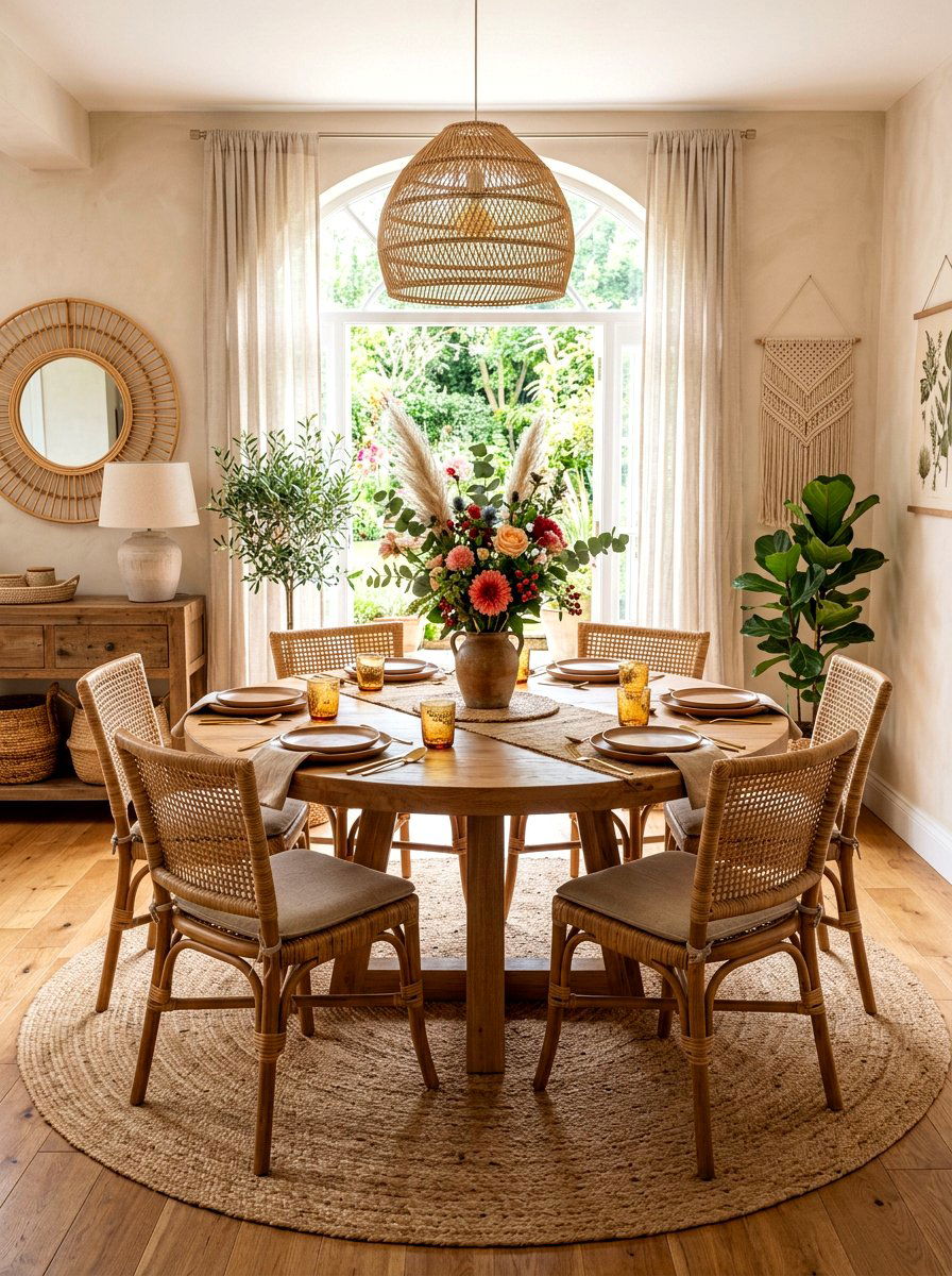 Round Table Boho Dining Room - 30 boho dining room ideas