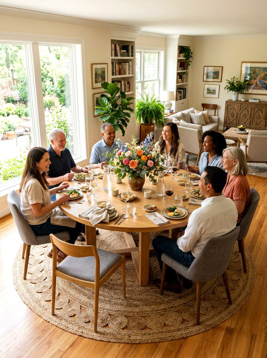 Round Table Intimate Setting - 30 dinner party hosting room ideas