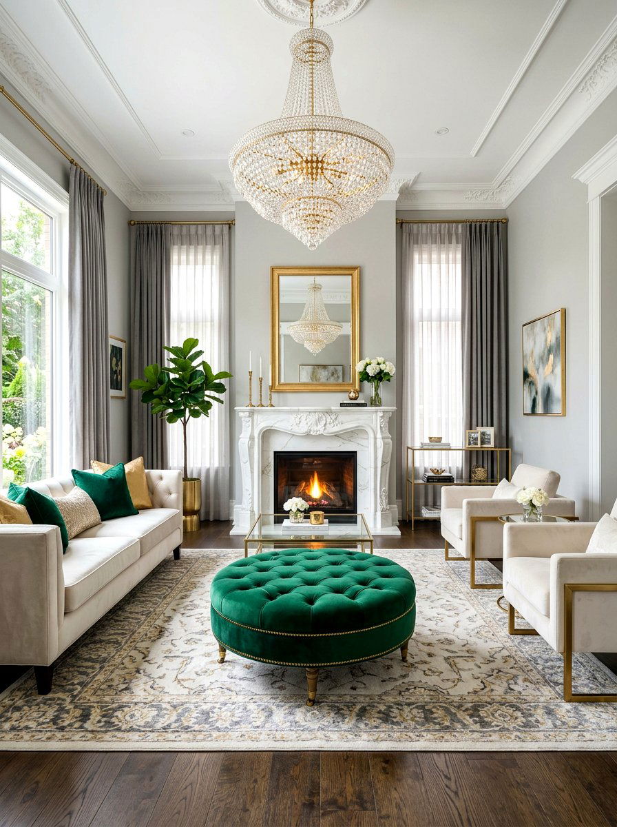 Round Velvet Ottoman - 30 ottoman coffee table ideas