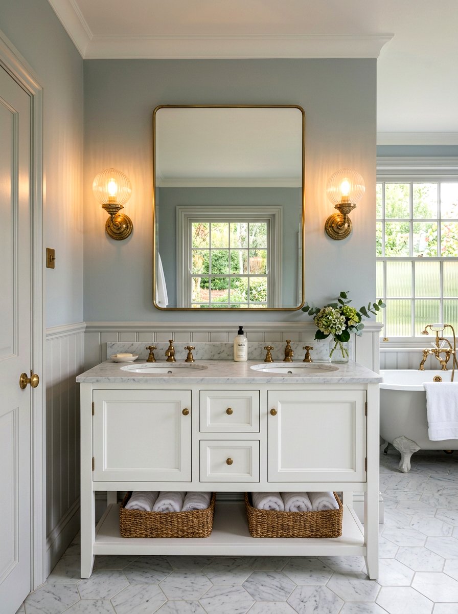 Round Wall Sconces - 30 cottage bathroom ideas