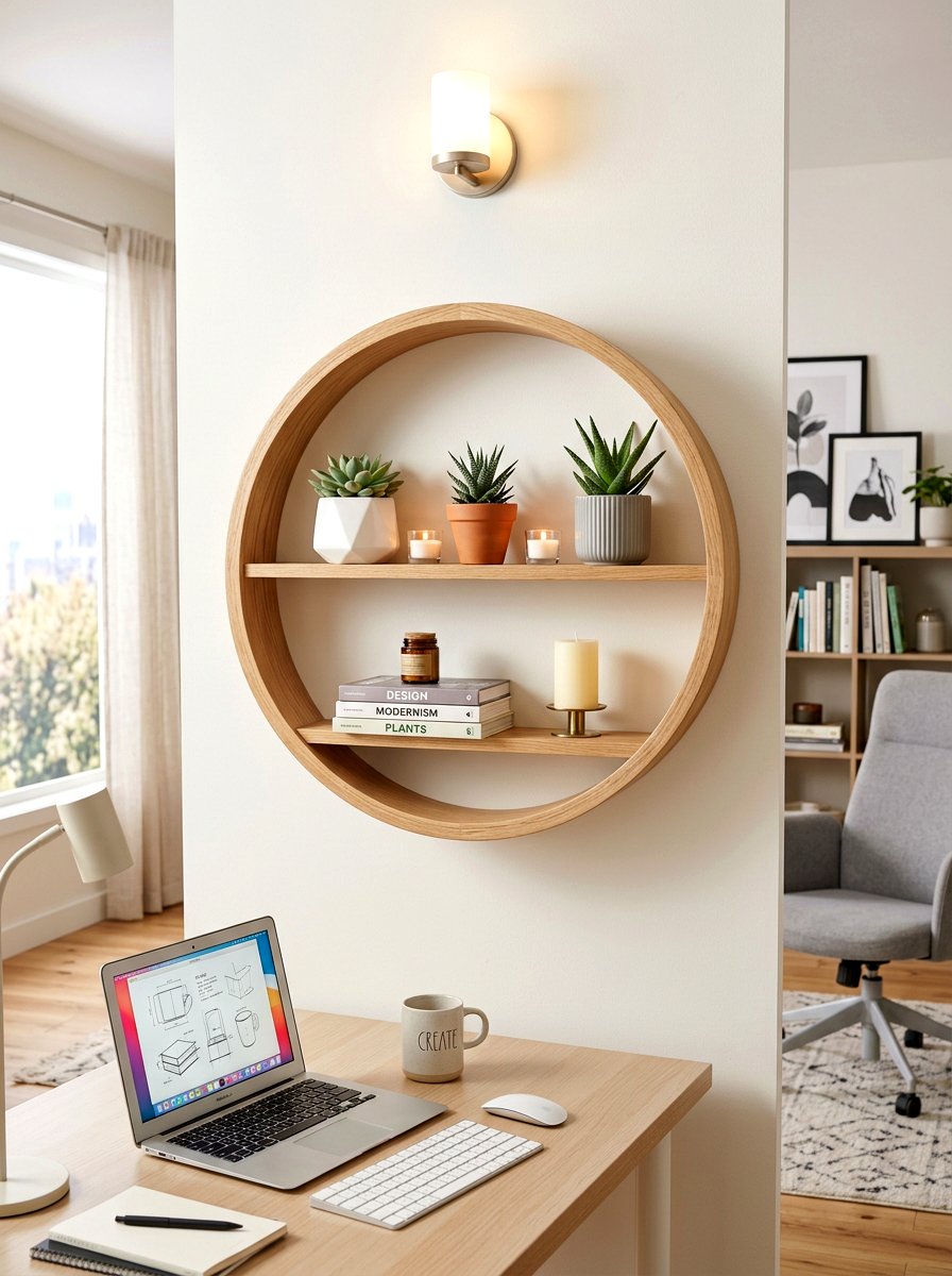 Round Wall Shelf - 30 rounded furniture ideas