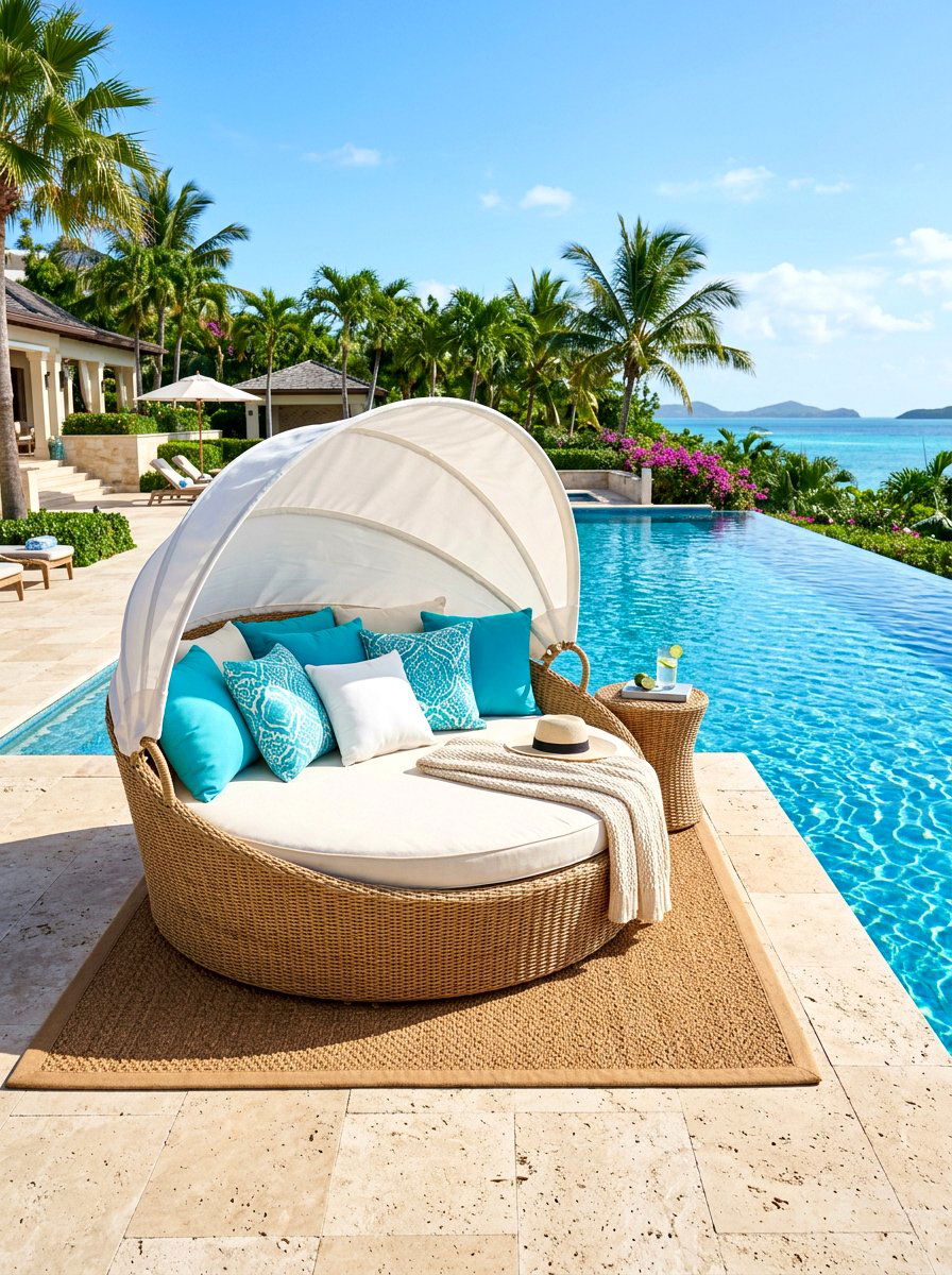 Round Wicker Daybed - 30 wicker patio furniture ideas