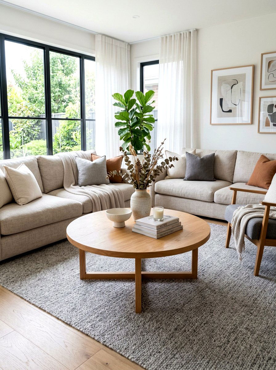 Round Wood Coffee Table - 30 living room furniture ideas
