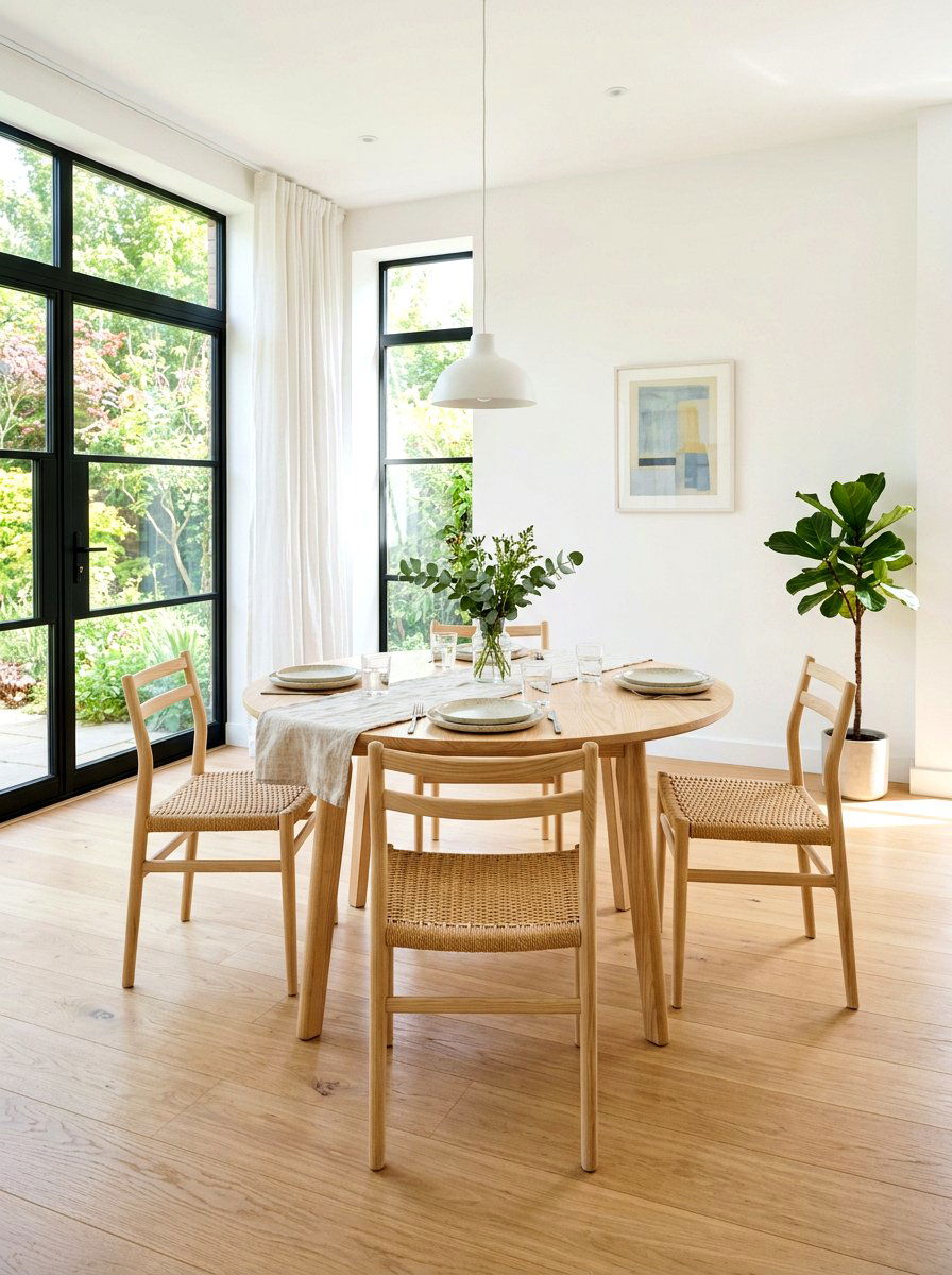 Round Wood Dining Table - 30 warm minimalist home ideas