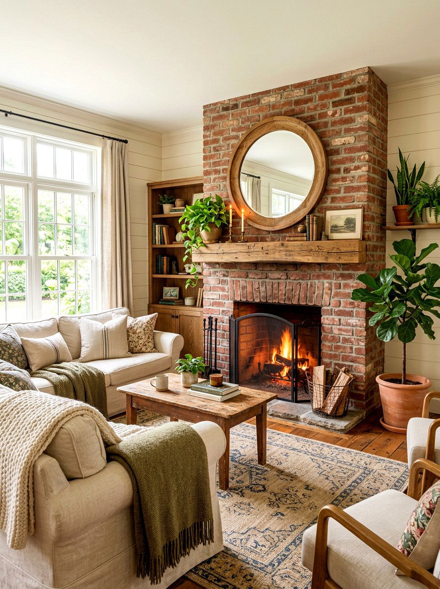 Round Wood Mantel Mirror - 30 mantel mirror ideas