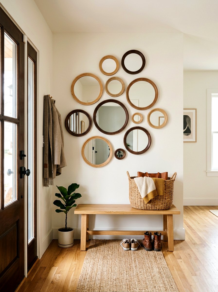 Round Wood Mirror Gallery - 30 statement mirror gallery ideas