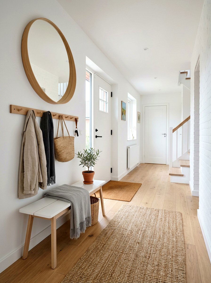 Round Wood Mirror - 30 foyer mirror wall ideas