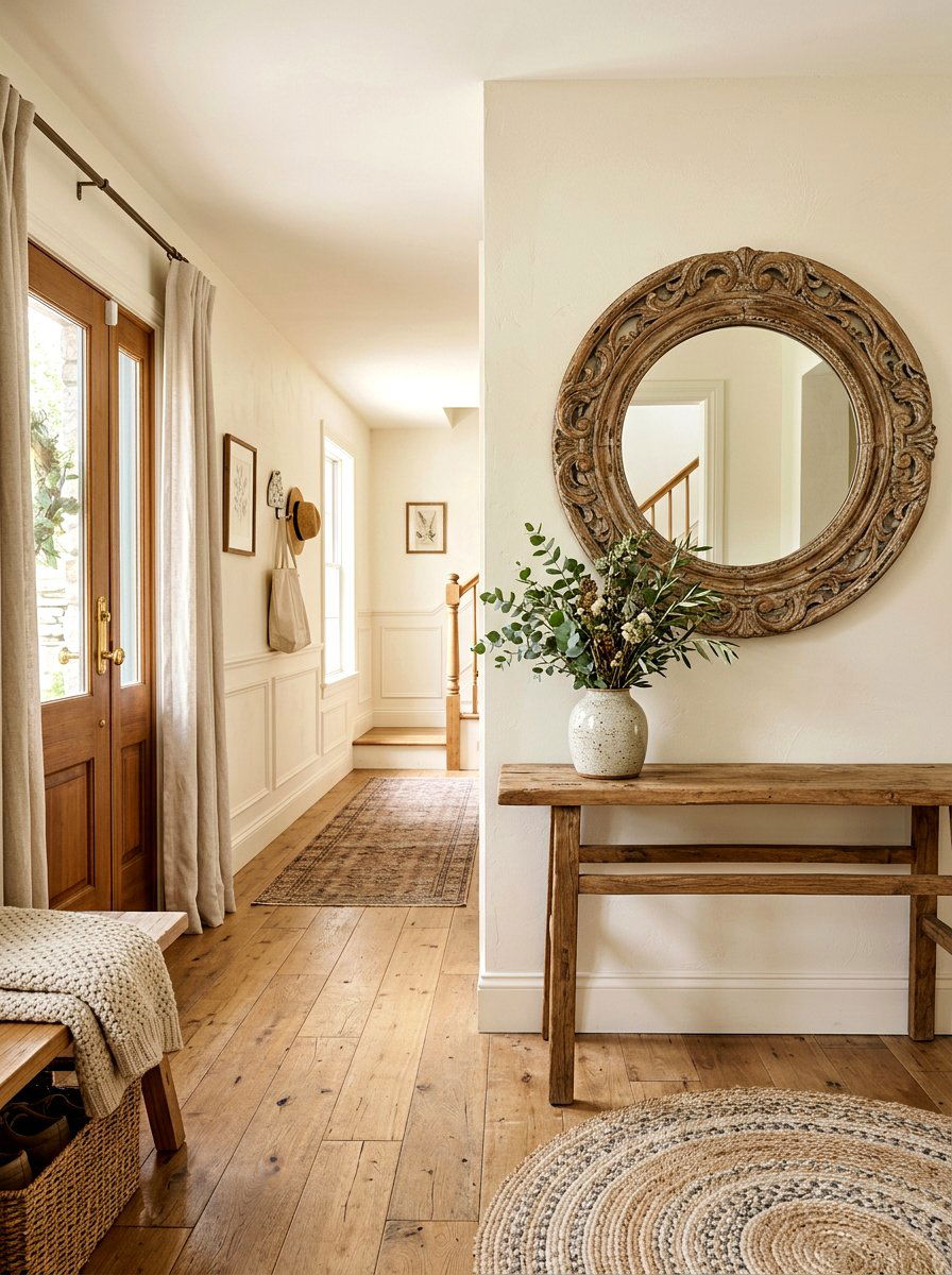 Round Wooden Mirror Foyer - 30 antique mirror foyer ideas
