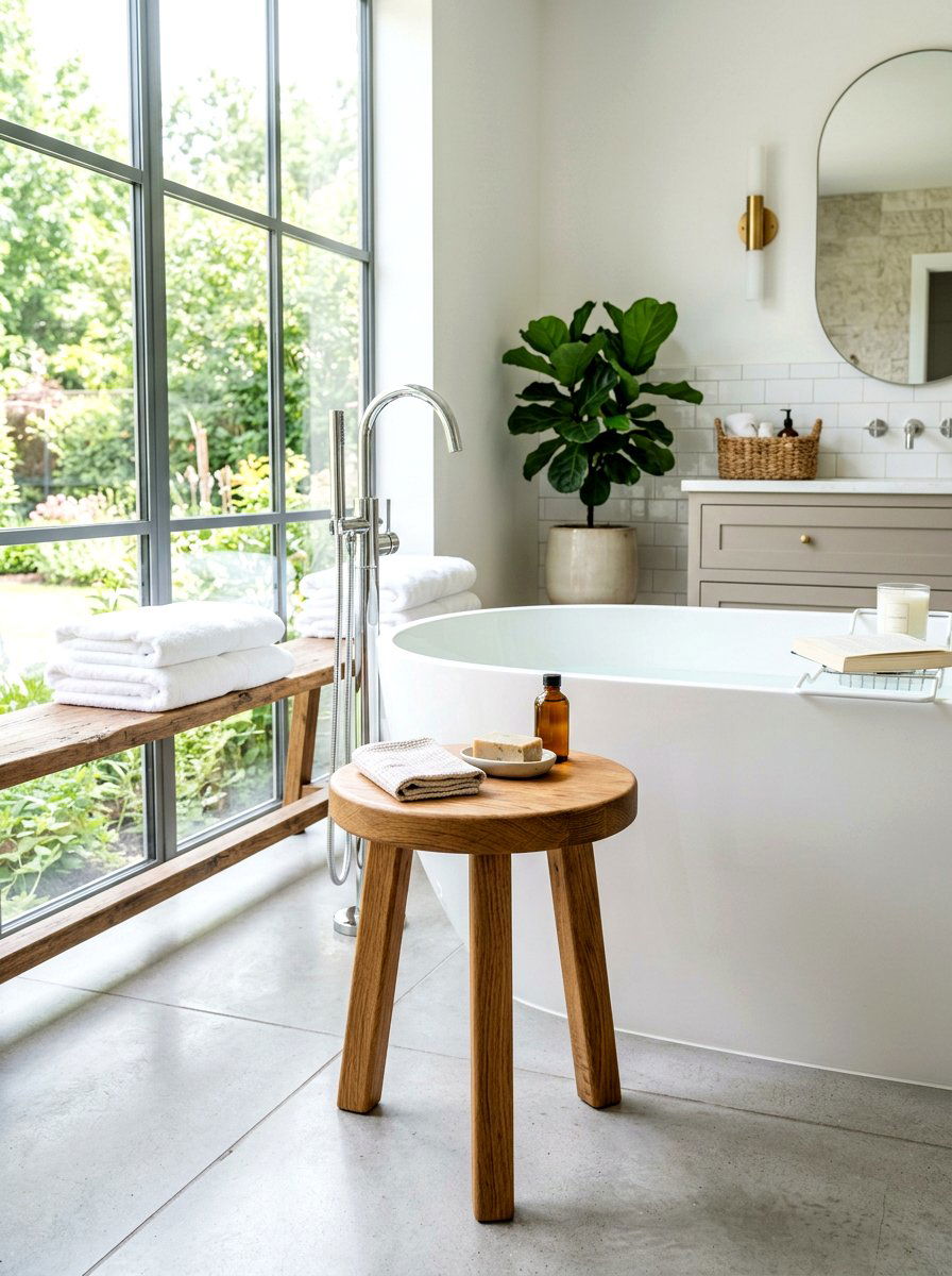 Round Wooden Stool - 30 rounded furniture ideas