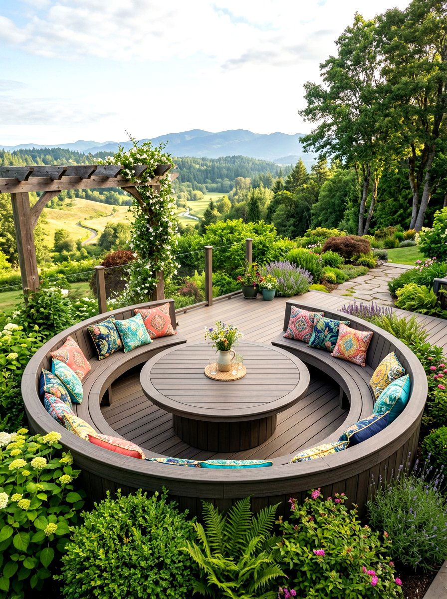 Round Wrap Around Deck Seating - 30 deck corner seating ideas
