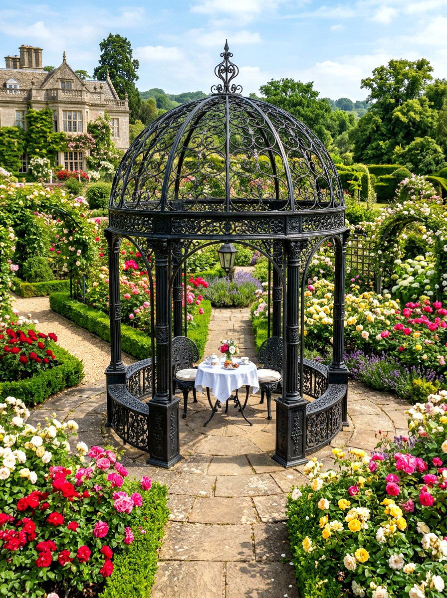 Round Wrought Iron Gazebo - 30 garden tea gazebo ideas