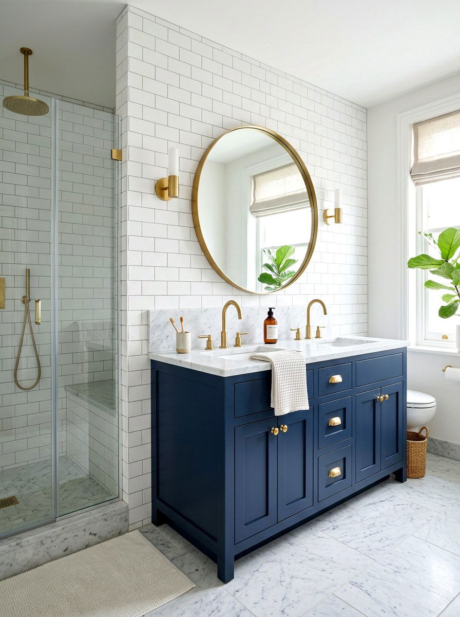 Round brass bathroom mirror - 30 antique brass mirror decor ideas